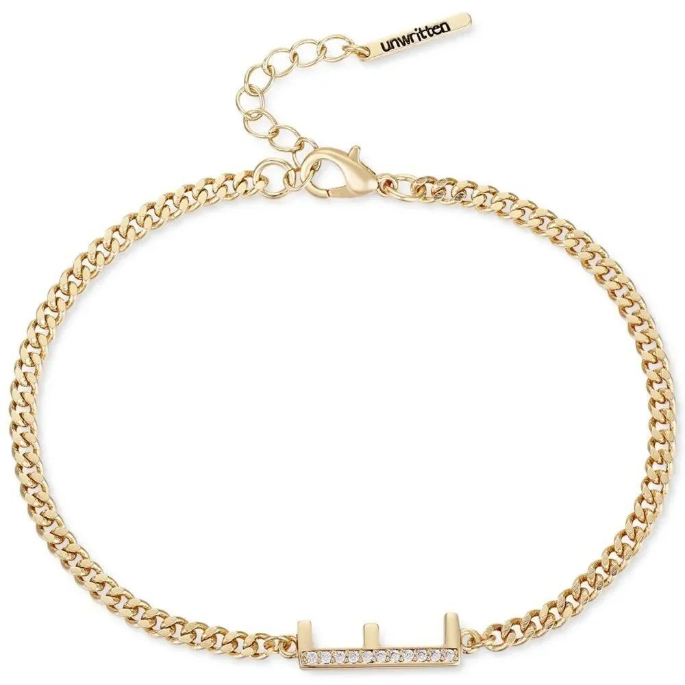 Unwritten Gold Minimalist Bracelet with Crystal Accents